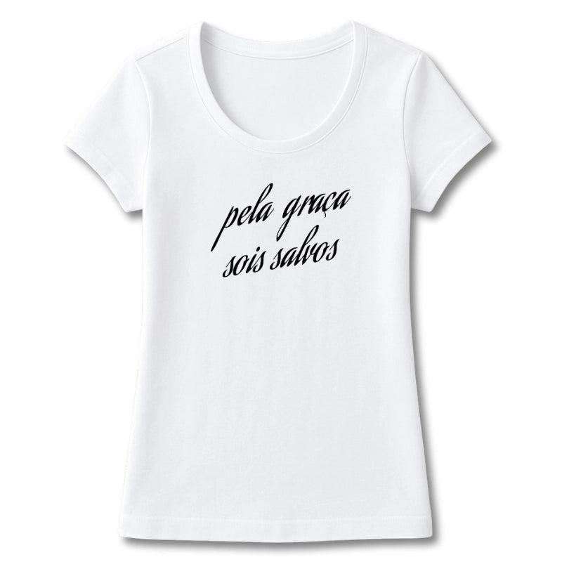 T-SHIRT FEMININA PELA GRAÇA SOIS SALVOS