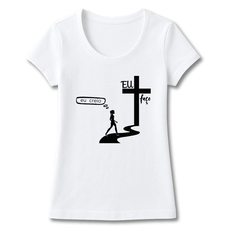 T-SHIRT FEMININA CRER E RECEBER