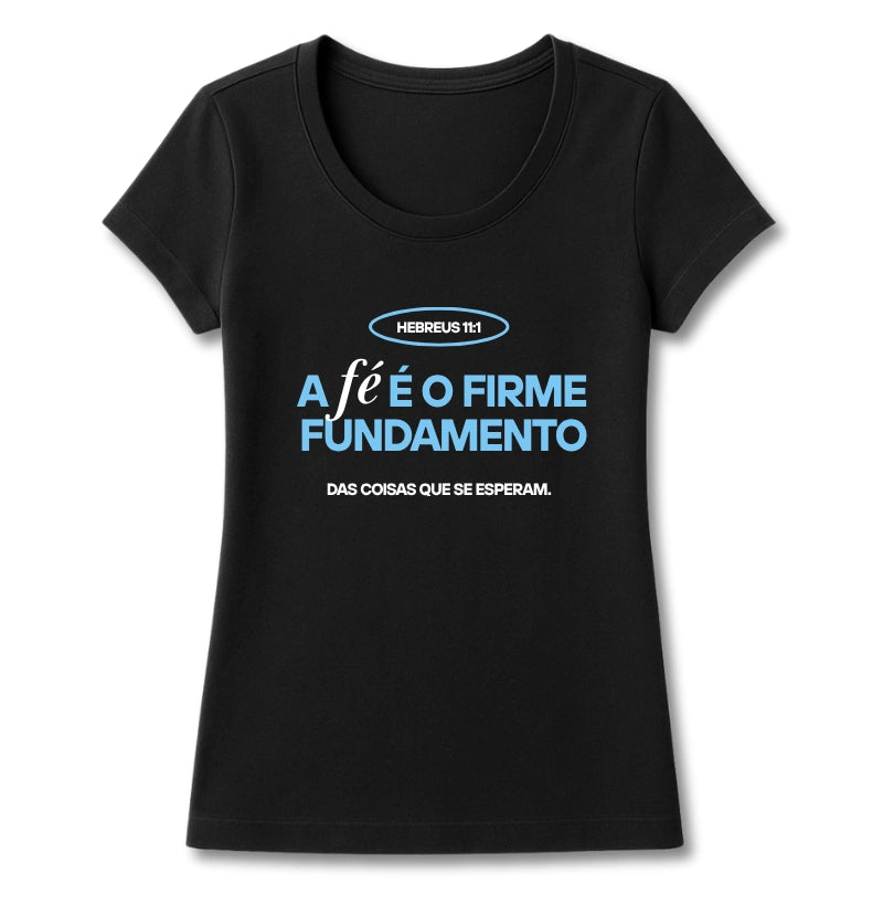 T-SHIRT FEMININA HEBREUS 11:1 ESTAMPA AZUL