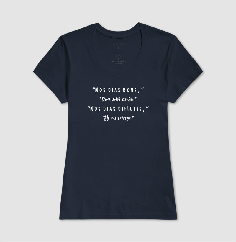 T-SHIRT FEMININA DEUS COMIGO