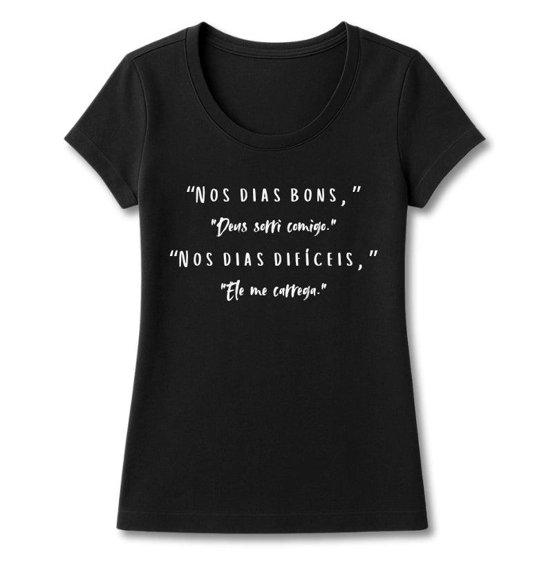T-SHIRT FEMININA DEUS COMIGO