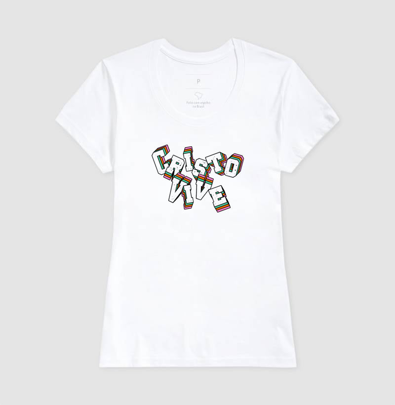 T-SHIRT FEMININA CRISTO VIVE - LETRAS