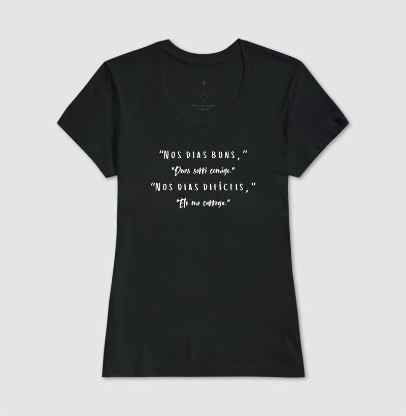 T-SHIRT FEMININA DEUS COMIGO