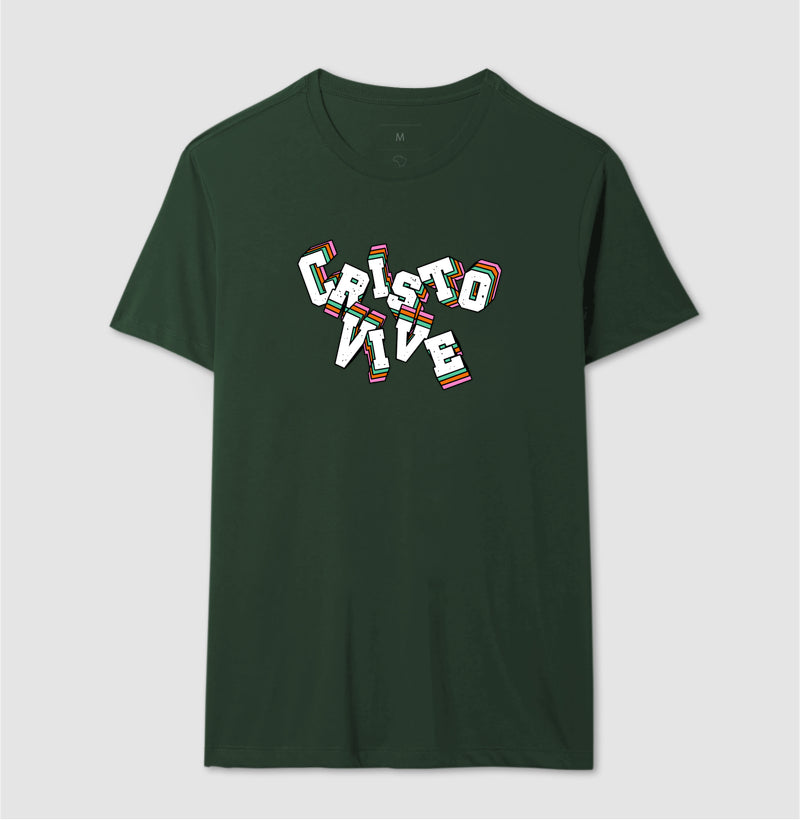 CAMISETA LETRAS CRISTO VIVE
