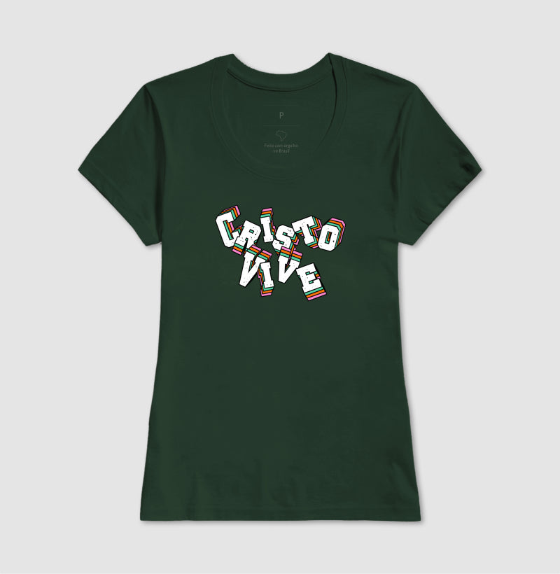 T-SHIRT FEMININA CRISTO VIVE - LETRAS