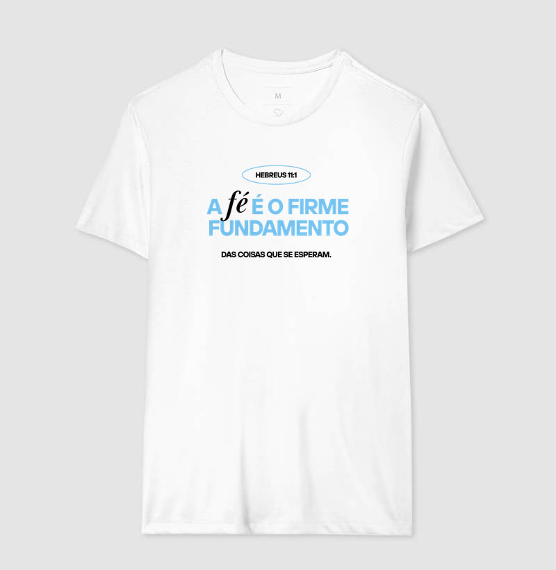 CAMISETA HEBREUS 11:1 BRANCA/AZUL