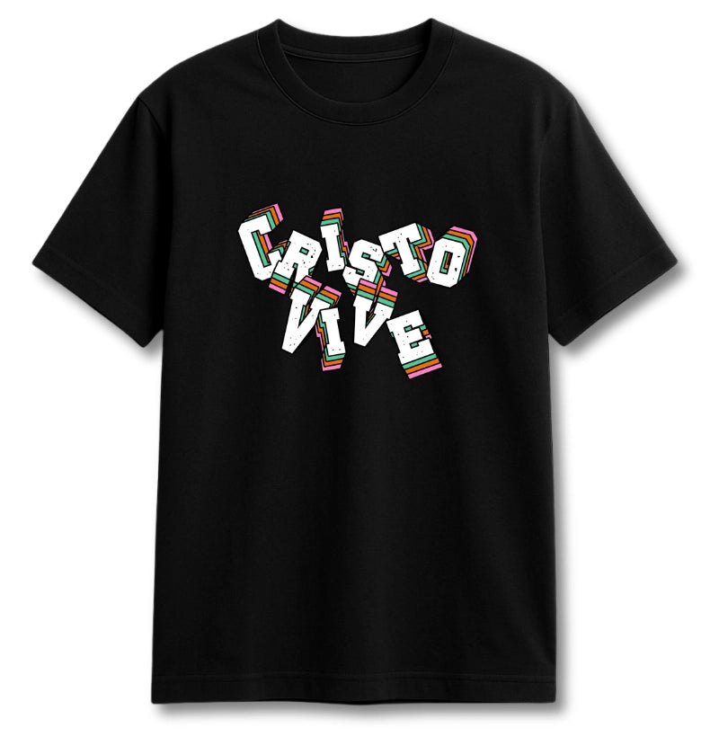 CAMISETA LETRAS CRISTO VIVE