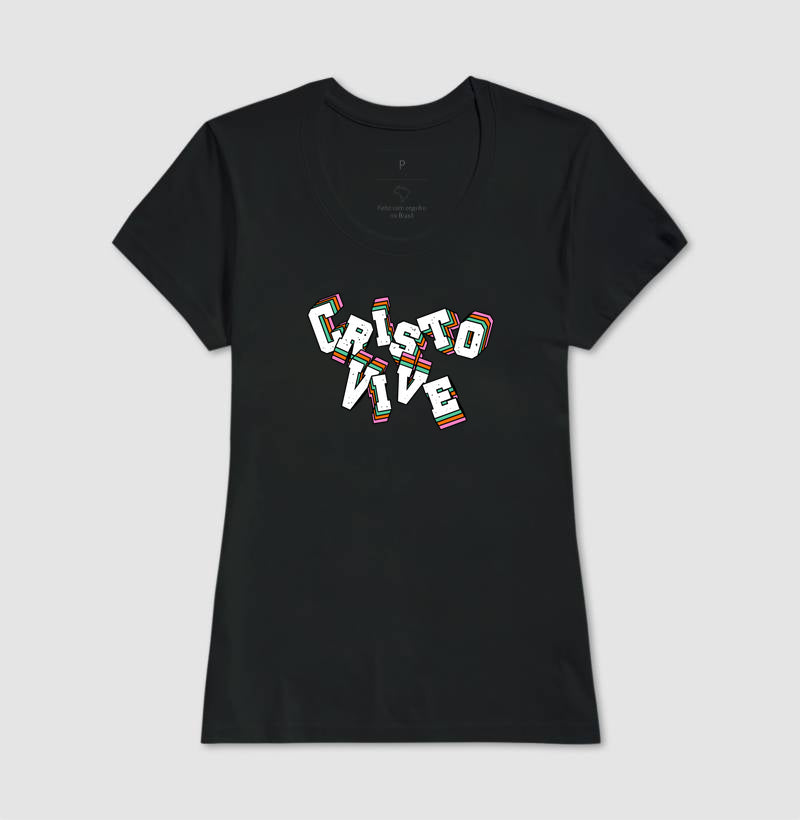 T-SHIRT FEMININA CRISTO VIVE - LETRAS