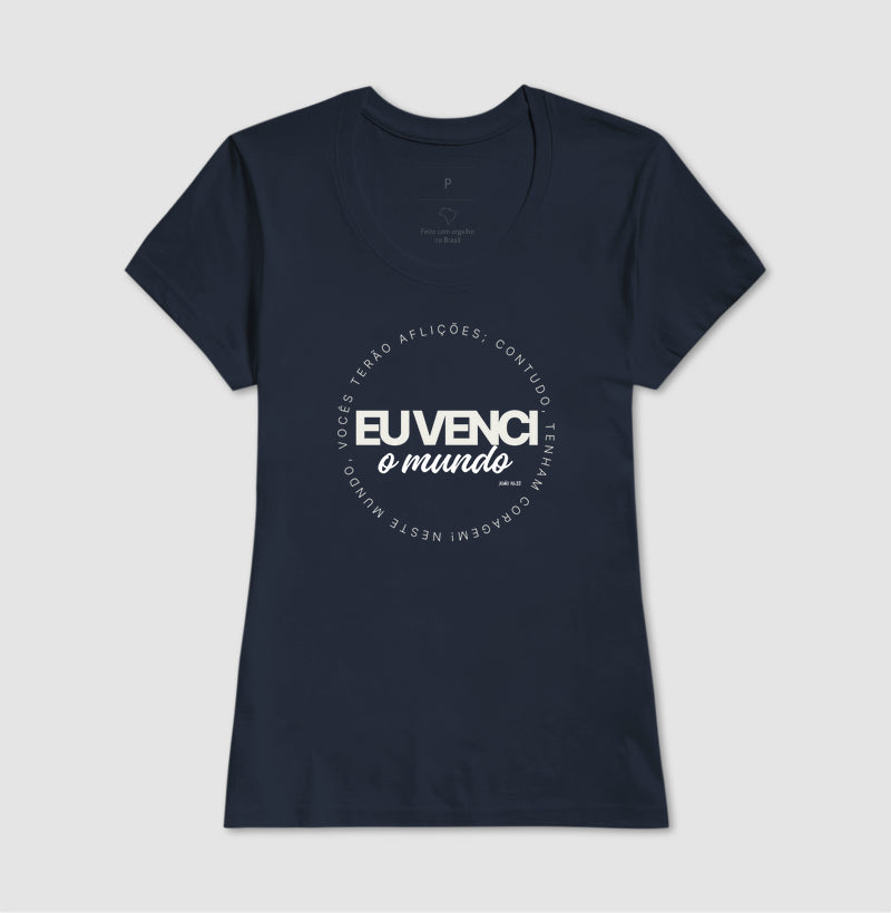 T-SHIRT FEMININA EU VENCI O MUNDO