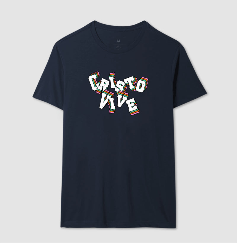 CAMISETA LETRAS CRISTO VIVE