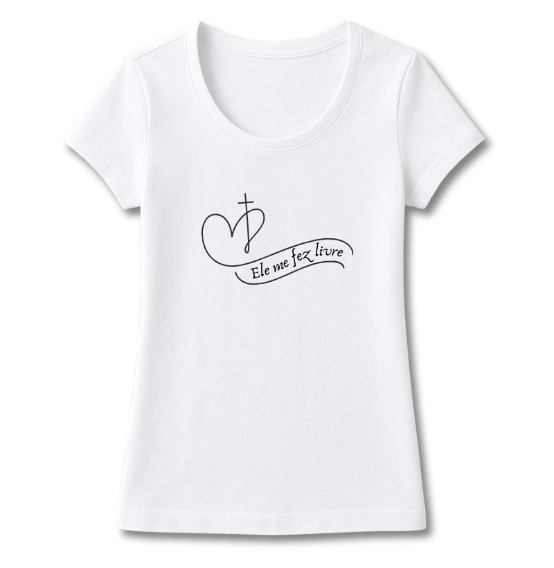 T-SHIRT FEMININA ELE ME FEZ LIVRE