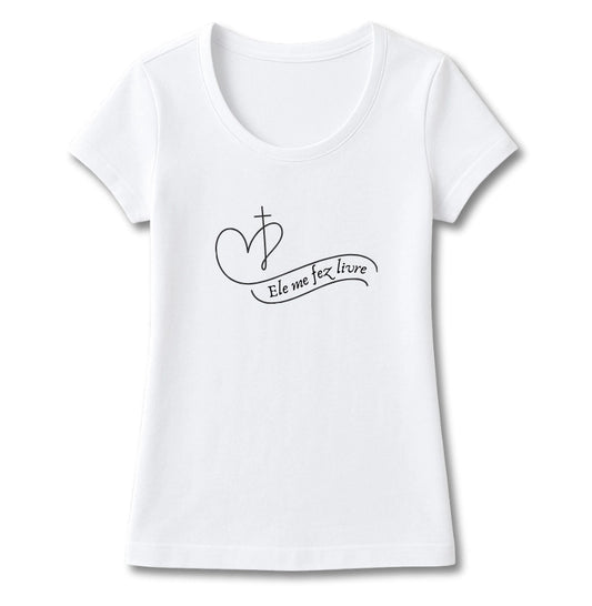 T-SHIRT FEMININA ELE ME FEZ LIVRE
