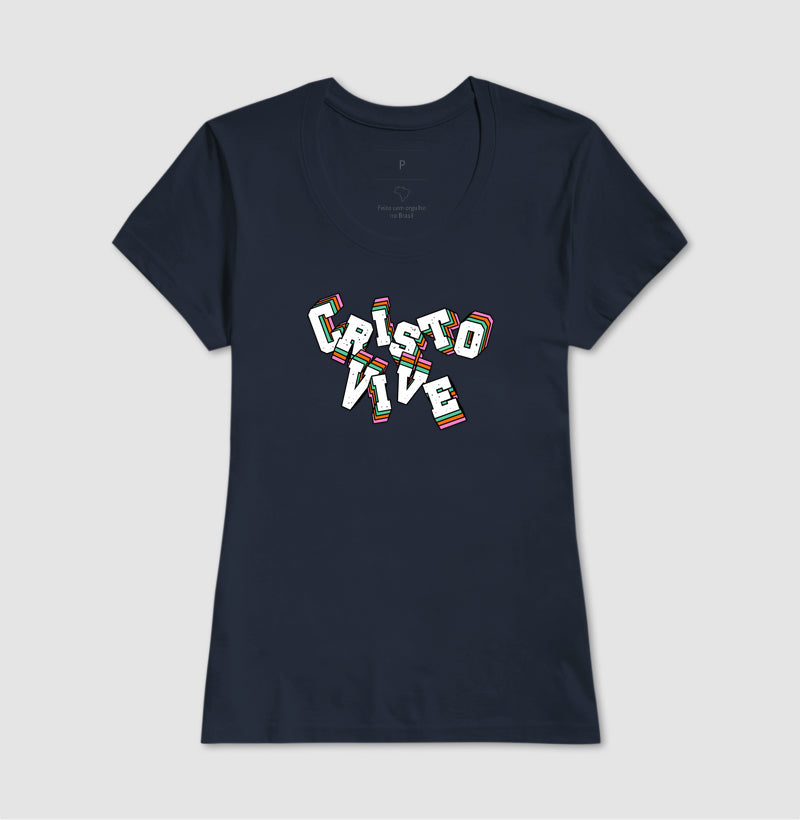 T-SHIRT FEMININA CRISTO VIVE - LETRAS